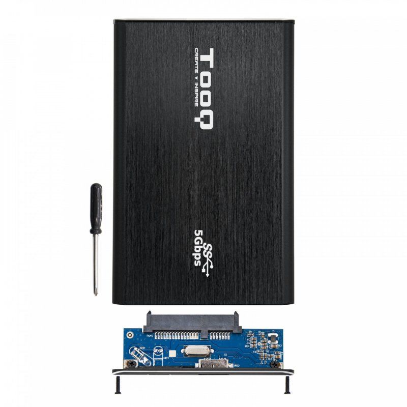 TooQ TQE-2529B Boîtier de disques de stockage Boîtier disque dur/SSD Noir 2.5"