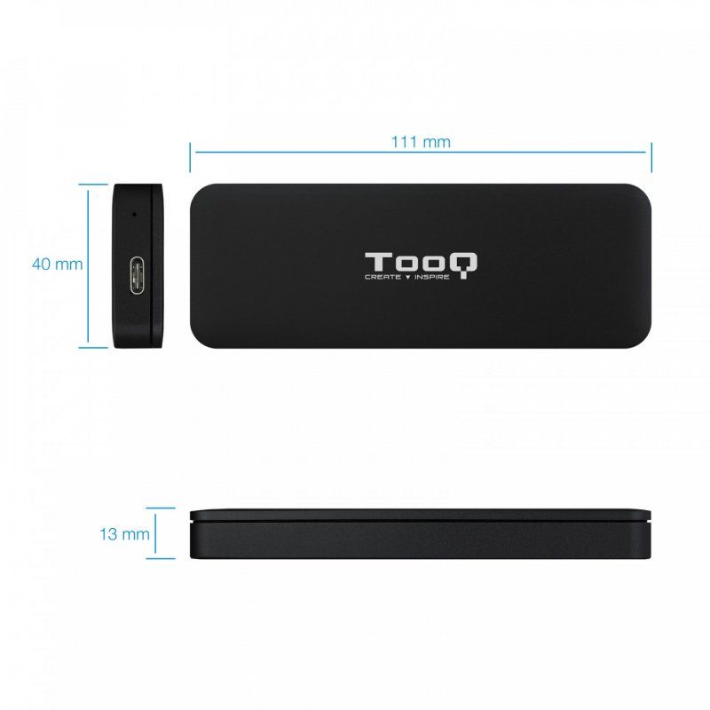 TooQ TQE-2280B Boîtier de disques de stockage Enceinte ssd Noir M.2