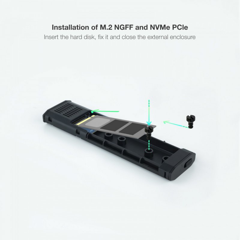 CAJA EXTERNA TOOQ SSD M.2 NGFF/NVMe NEGRO