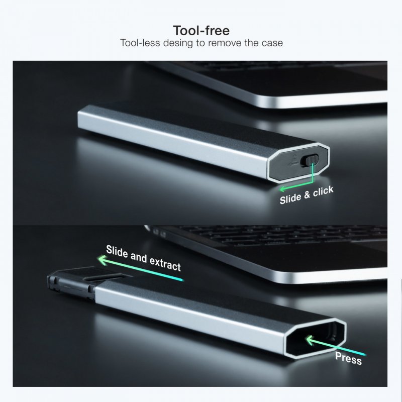 CAJA EXTERNA TOOQ SSD M.2 NGFF/NVMe GRIS