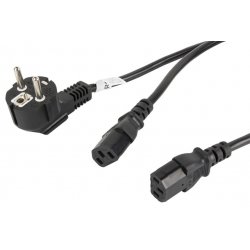 CABLE DE ALIMENTACION LANBERG SCHUKO CEE 7/7 A 2X IEC320 C13 2M