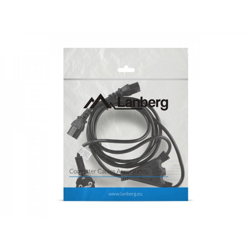CABLE DE ALIMENTACION LANBERG SCHUKO CEE 7/7 A 2X IEC320 C13 2M