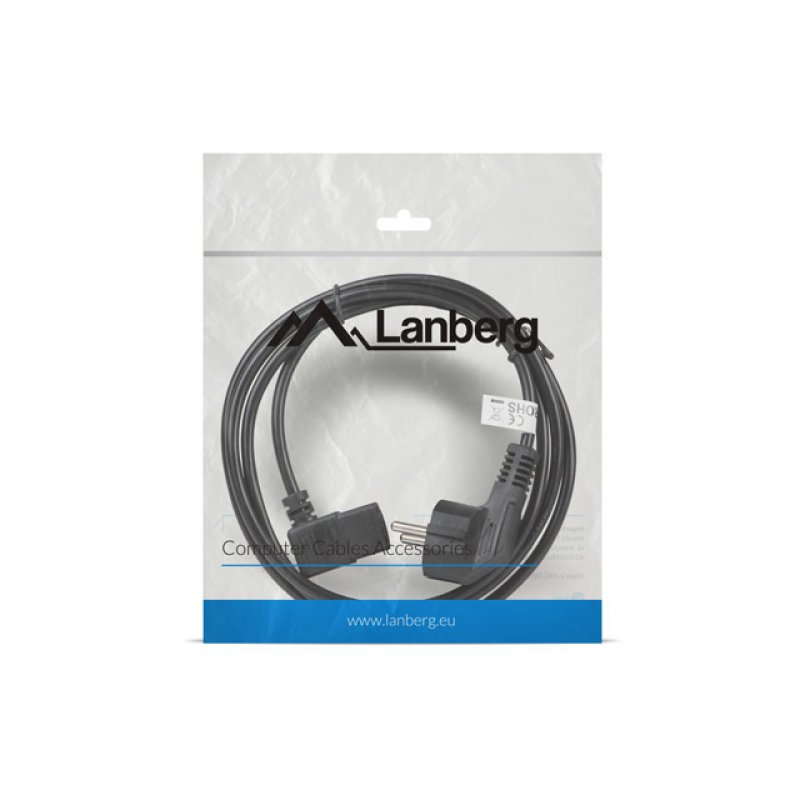 CABLE DE ALIMENTACION LANBERG SCHUKO CEE 7/7 A IEC320 C13 ACODADO 1.8M