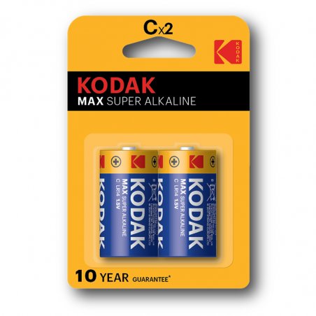 KODAK - MAX ALKALINE BATTERY C LR14 2 UNIT