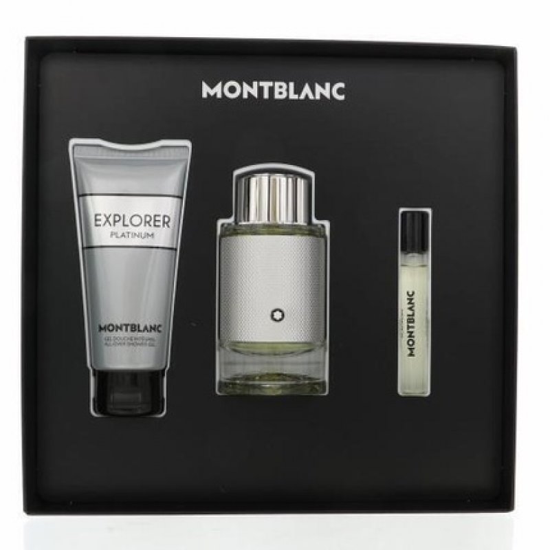 Mont Blanc Explorer Platinum 3 Piece Gift Set 3.3oz Eau de