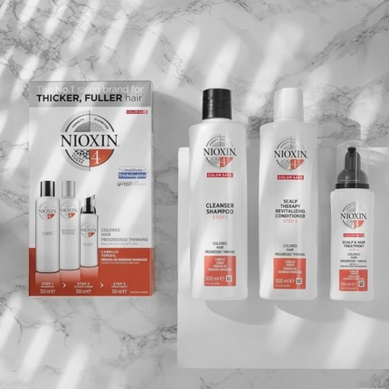 Nioxin 3-Part System 4 Colored Hair with Progressed Thinning Hair Treatment Scalp Therapy Hair Thickening Treatment