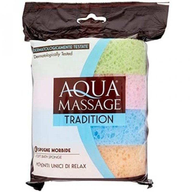 Aqua Massage Tradition Soft Bath Sponges Dermatologically Tested - Pack of 4