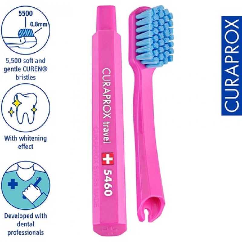 Curaprox Travel Set Yellow - Collapsible Travel Toothbrush CS 5460 with 'Be You' Travel Toothpaste and 2 Interdental