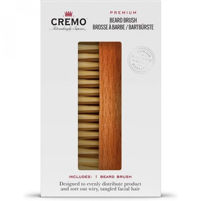 CREMO Premium Beard Brush for Men 100% Natural Sisal Wood Handle to Shape and Style Facial Hair