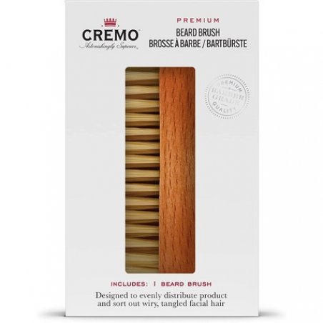 CREMO Premium Beard Brush for Men 100% Natural Sisal Wood Handle to Shape and Style Facial Hair