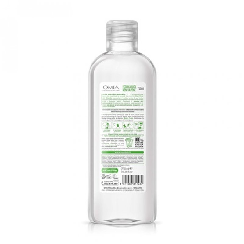 Omia Eco Bio Soap with Aloe Vera from Salento, Liquid Soap for Hands and Face, Moisturizing, Softening and Refreshing