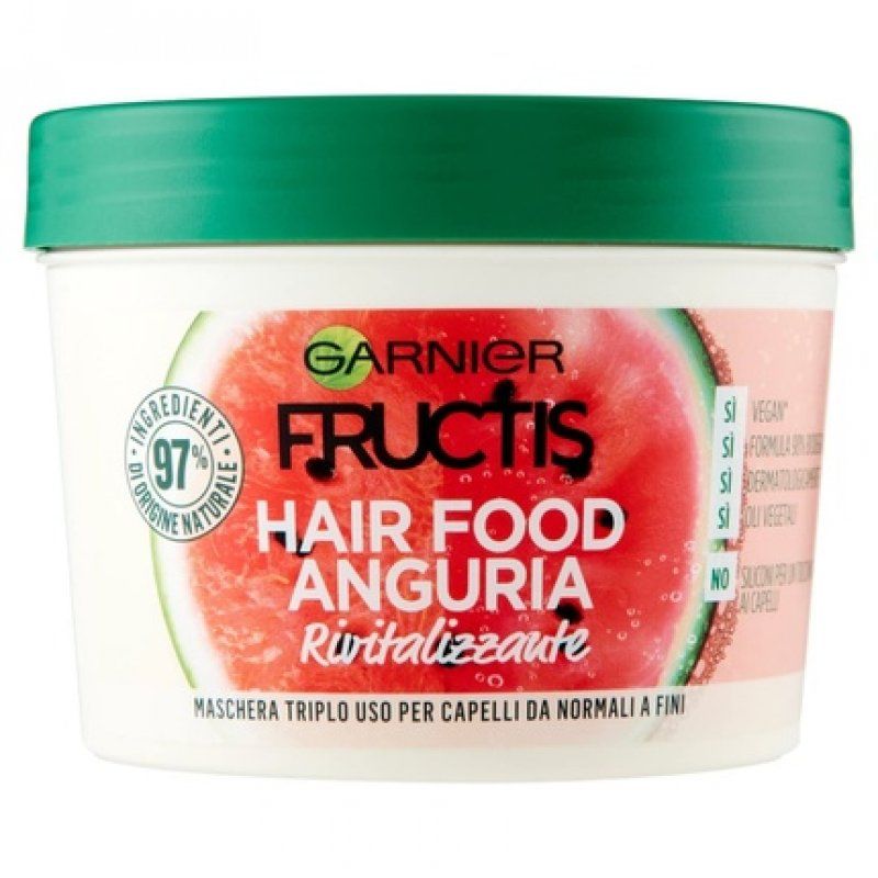 Garnier Fructis Hair Food Watermelon Revitalizing 3-in-1 Mask for Fine Hair 97% Natural Ingredients 390ml