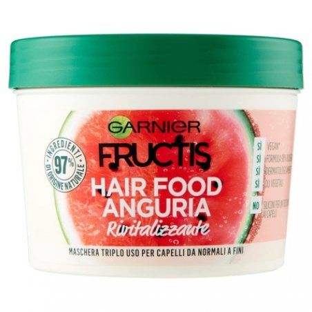 Garnier Fructis Hair Food Watermelon Revitalizing 3-in-1 Mask for Fine Hair 97% Natural Ingredients 390ml