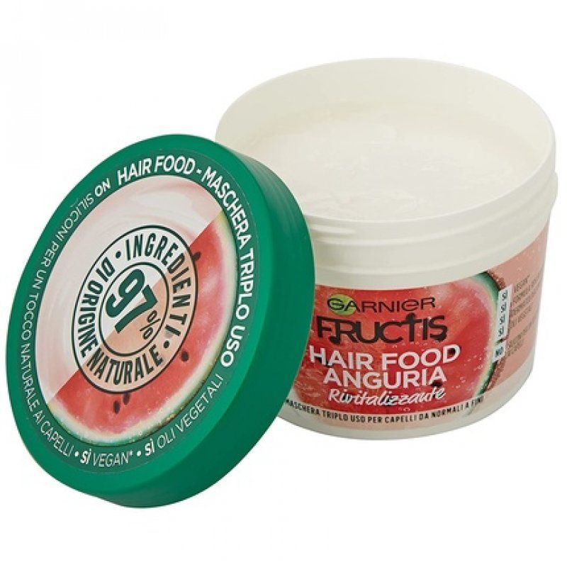Garnier Fructis Hair Food Watermelon Revitalizing 3-in-1 Mask for Fine Hair 97% Natural Ingredients 390ml