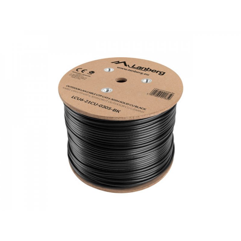Lanberg LCU6-21CU-0305-BK câble de réseau Noir 305 m Cat6 U/UTP (UTP)