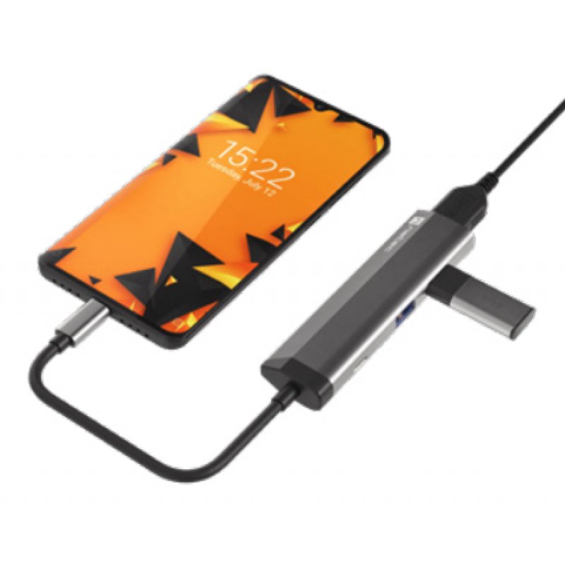 ADAPTADOR NATEC FOWLER SLIM USB-C 2XUSB 3.0,HDMI 4K,USB-C PD