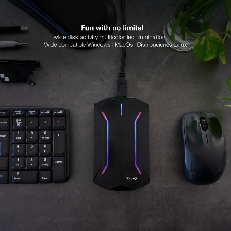 CAJA EXTERNA GAMING TOOQ 2,5" SATA USB 3.1 GEN1 RGB