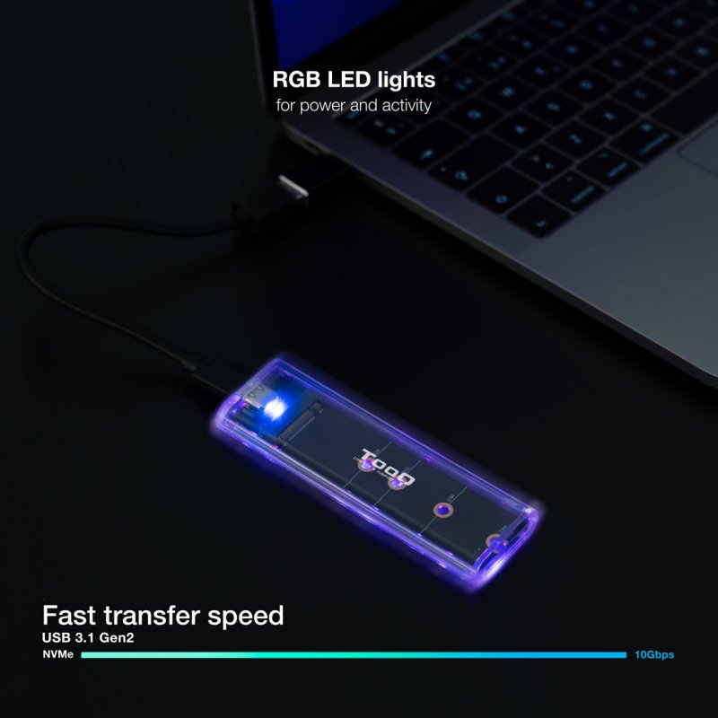 TooQ TQE-2200 storage drive enclosure SSD enclosure Transparent M.2