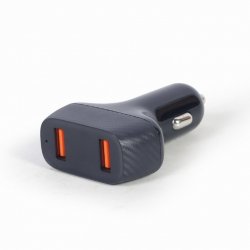 CARGADOR RÁPIDO DE COCHE USB GEMBIRD DE 2 PUERTOS, QC3.0, 36 W, NEGRO