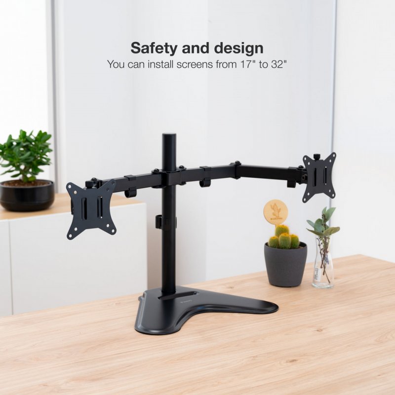 SOPORTE MESA TOOQ 2 PANTALLAS 17"-32" NEGRO