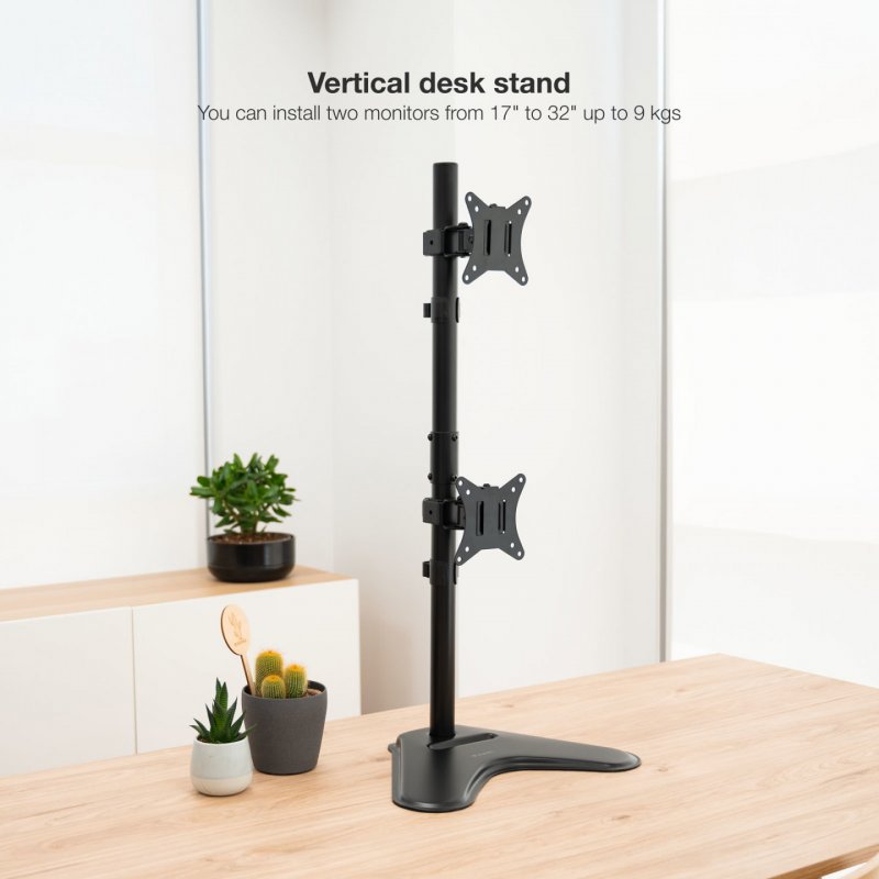 SOPORTE MESA TOOQ 2 PANTALLAS VERTICALES 17"-32" NEGRO