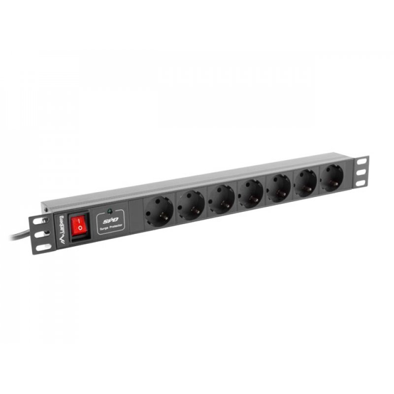 REGLETA LANBERG 1U 10A 7X SCHUKO RACK 19" 2M NEGRO C14
