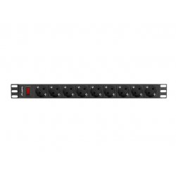 REGLETA LANBERG 1U 16A 9X SCHUKO RACK 19" 3M NEGRO