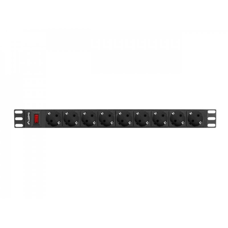 Lanberg PDU-09F-0300-BK power distribution unit (PDU) 9 AC outlet(s) 1U Black, Grey