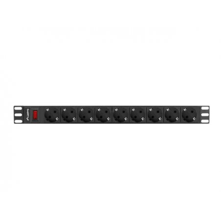 Lanberg PDU-09F-0300-BK power distribution unit (PDU) 9 AC outlet(s) 1U Black, Grey