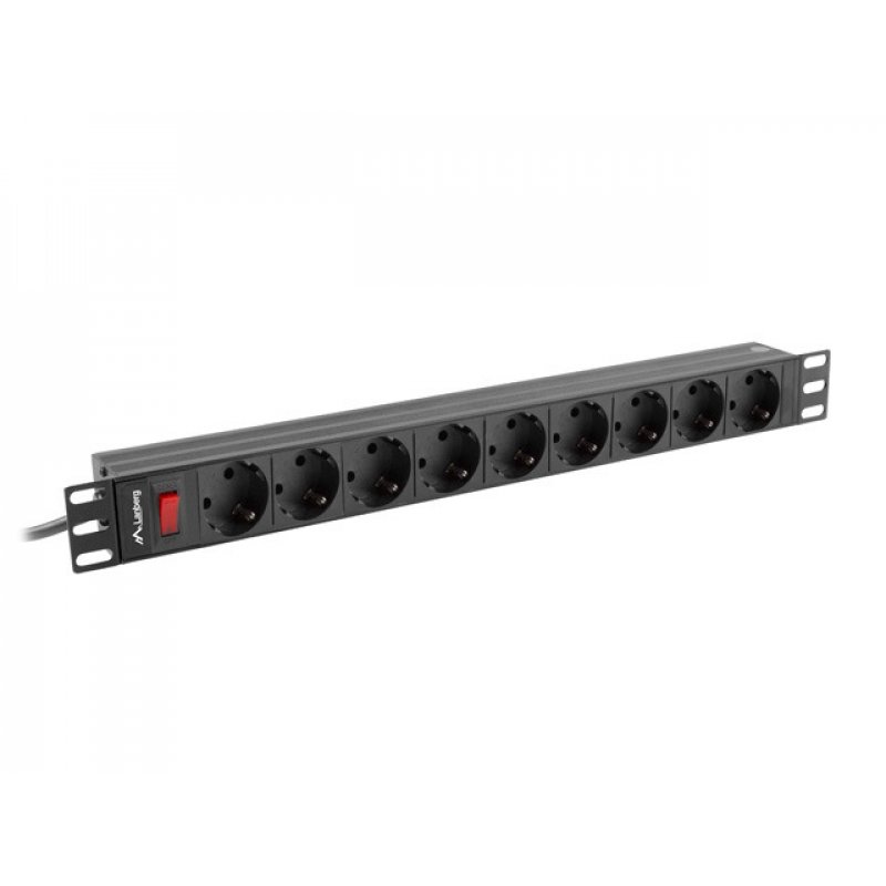 Lanberg PDU-09F-0300-BK unité de distribution d'énergie 9 sortie(s) CA 1U Noir, Gris