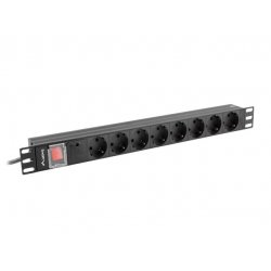 Lanberg PDU-08F-0200-BK power distribution unit (PDU) 8 AC outlet(s) 1U Black
