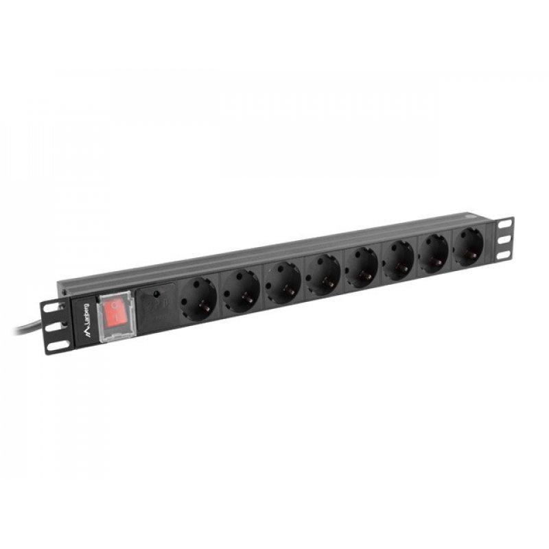 Lanberg PDU-08F-0200-BK unité de distribution d'énergie 8 sortie(s) CA 1U Noir