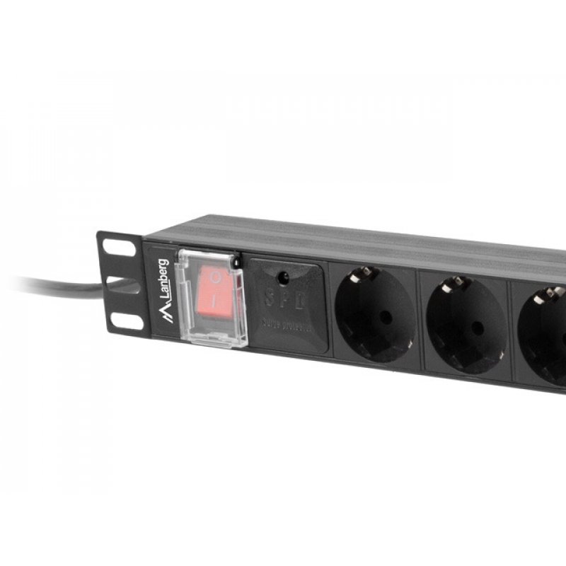 Lanberg PDU-08F-0200-BK unité de distribution d'énergie 8 sortie(s) CA 1U Noir