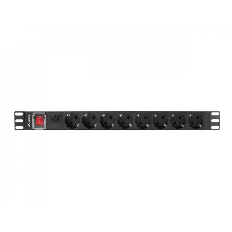 Lanberg PDU-08F-0200-BK unité de distribution d'énergie 8 sortie(s) CA 1U Noir