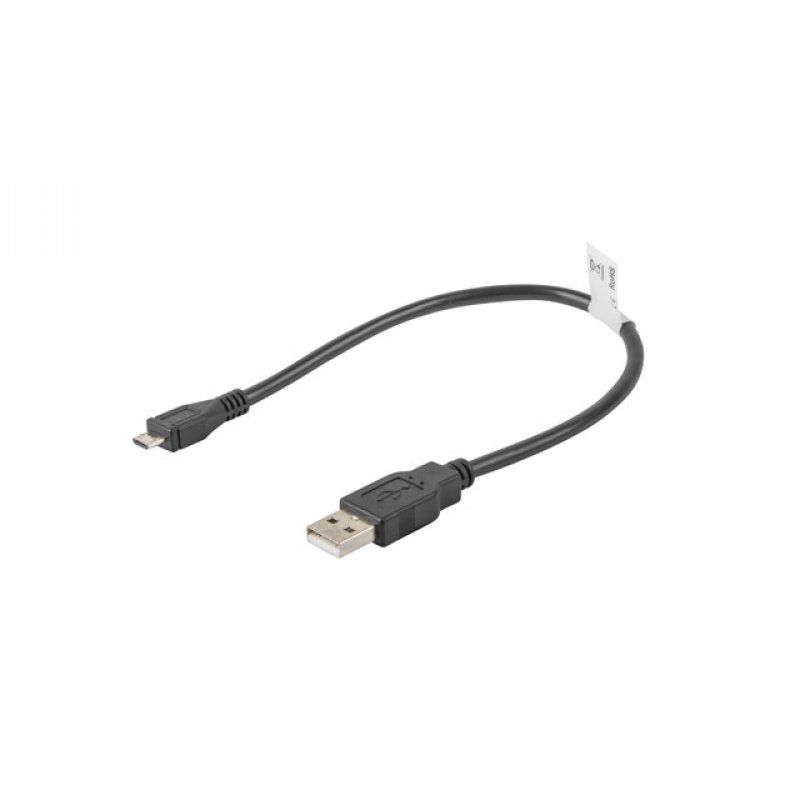 Lanberg CA-USBM-10CC-0003-BK câble USB 0,3 m USB 2.0 Micro-USB B USB A Noir