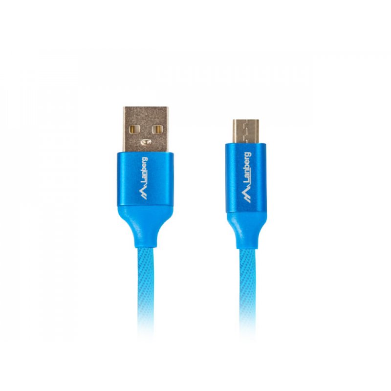 CABLE USB LANBERG 2.0 MACHO/MICRO USB MACHO QUICK CHARGE 3.0 1M AZUL