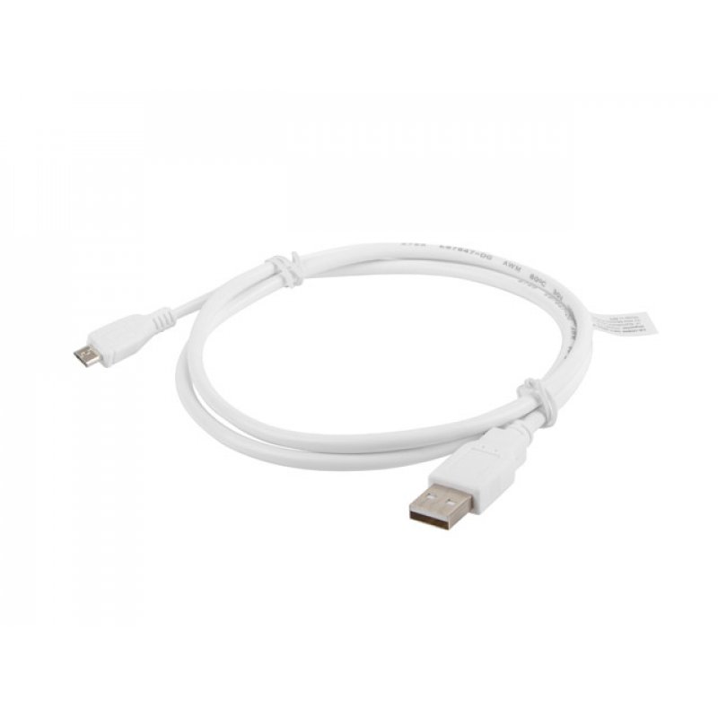 Lanberg CA-USBM-10CC-0010-W câble USB 1 m USB 2.0 Micro-USB A USB A Blanc