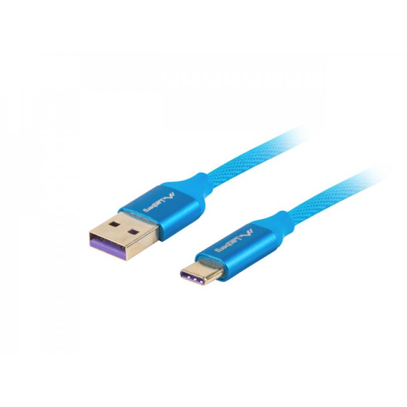 CABLE USB LANBERG 2.0 MACHO/USB C MACHO 5A 1M AZUL