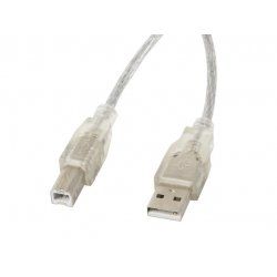 Lanberg CA-USBA-12CC-0018-TR câble USB 1,8 m USB 2.0 USB B Transparent