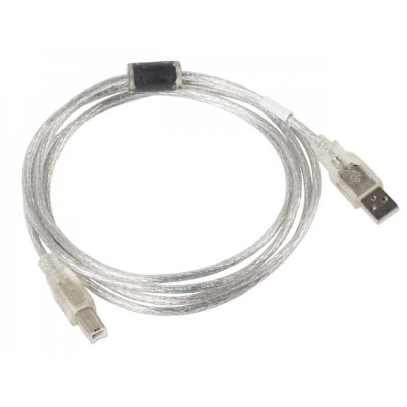 Lanberg CA-USBA-12CC-0018-TR câble USB 1,8 m USB 2.0 USB B Transparent