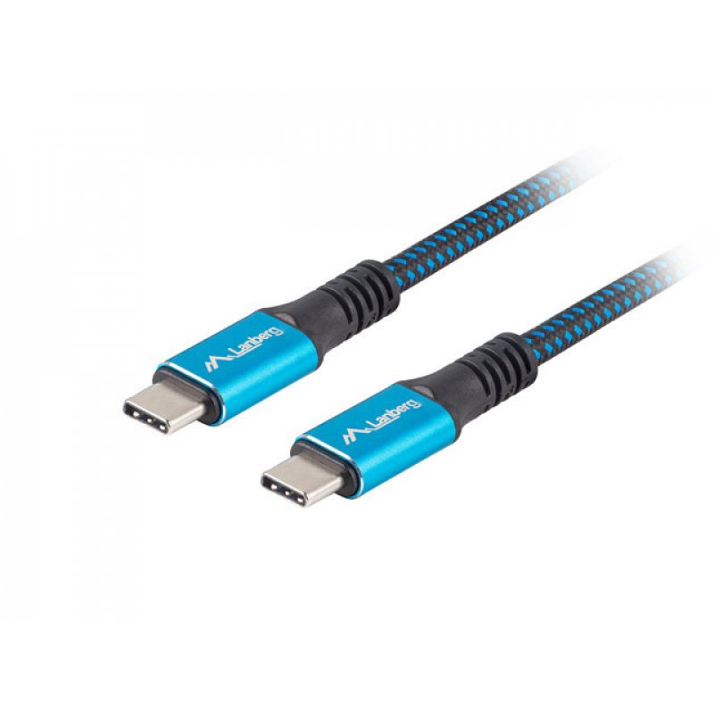 Lanberg CA-CMCM-45CU-0005-BK câble USB 0,5 m USB4 Gen 2x2 USB C Noir, Bleu