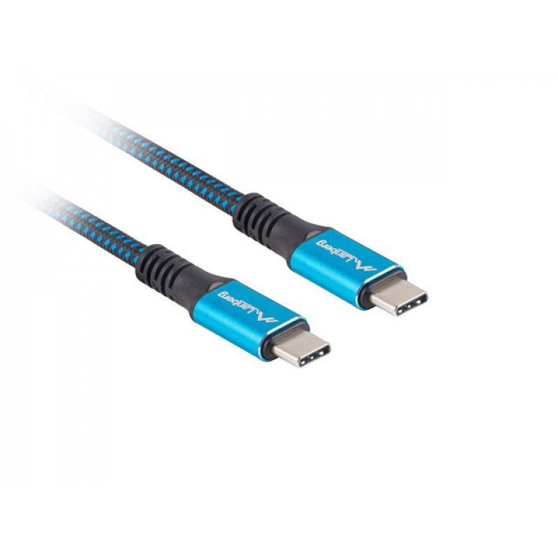 Lanberg CA-CMCM-45CU-0005-BK câble USB 0,5 m USB4 Gen 2x2 USB C Noir, Bleu