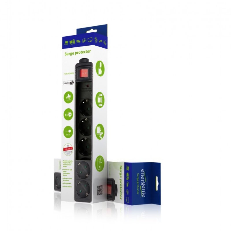 Gembird SPG5-C-10 protection surtension Noir 5 sortie(s) CA 250 V 3 m