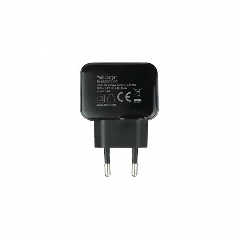 CARGADOR USB TOOQ 5V 2.4 A nEGRO
