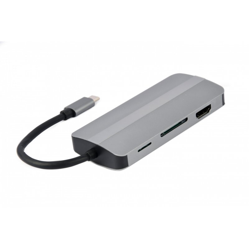 Gembird A-CM-COMBO8-02 station d'accueil USB Type-C Argent