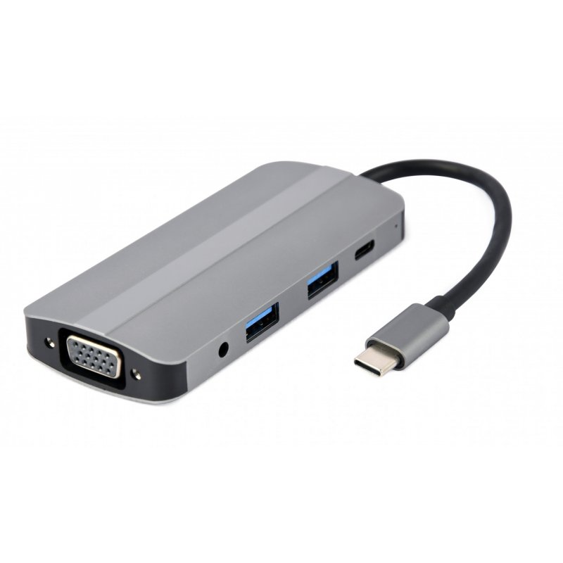 ADAPTADOR MULTIPUERTO USB TIPO-C 8 EN 1 PLATA