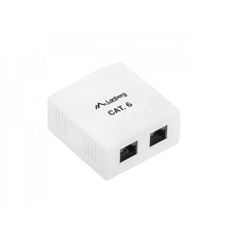 ROSETA DE SUPERFICIE LANBERG CAT.6 UTP 2X TOMA RJ45 BLANCO