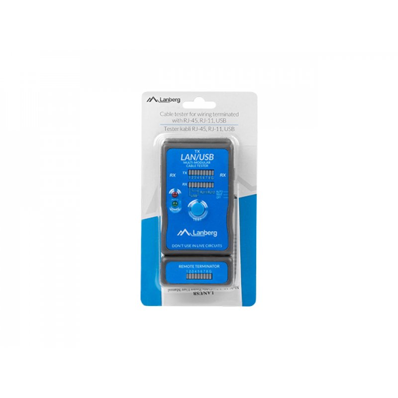 Lanberg NT-0403 testeur de câble réseau Testeur PoE Bleu