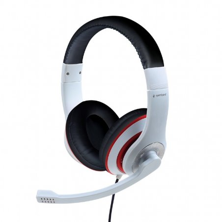 Gembird MHS-03-WTRDBK écouteur/casque Avec fil Arceau Jouer Noir, Rouge, Blanc