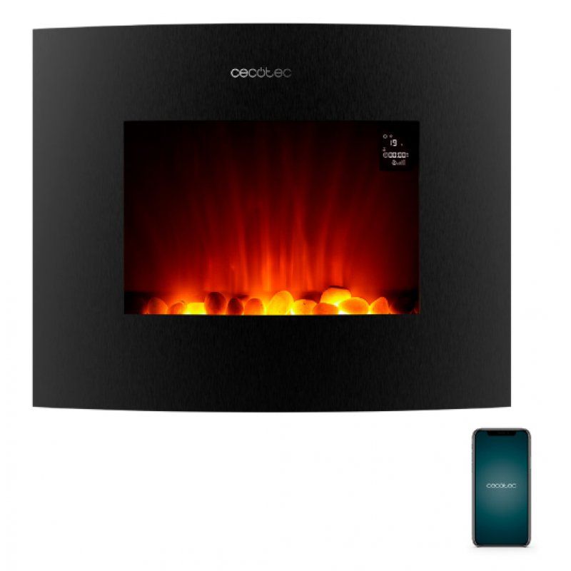 Cecotec ReadyWarm 2650 Curved Flames Connected Intérieure Cheminée encastrable Electrique Noir